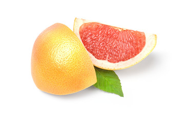 Grapefruit slices isolated on white background