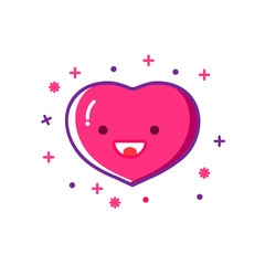 Smiling heart outline icon, modern flat design style. Love thin line symbol, vector illustration