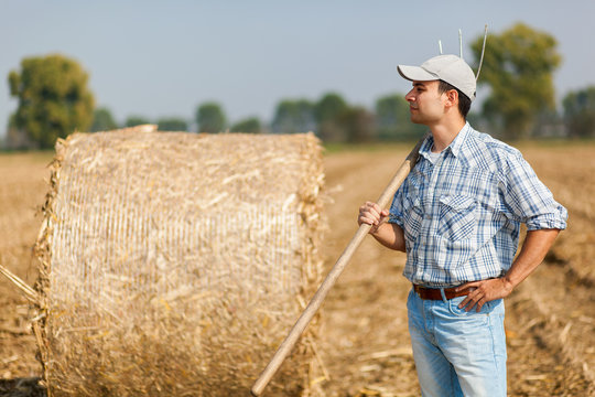 Farmer holding a pitchfork