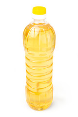 Sunflower or vegetable oil in plastic bottle isolated