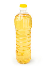 Vegetable or sunflower oil in plastic bottle