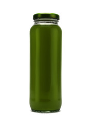 Bottle filled with green liquid