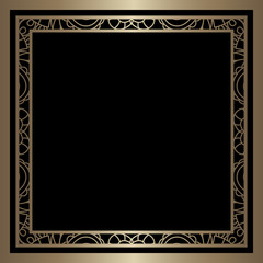 Square gold frame on black