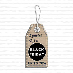 sale tag design on the theme of black friday sale, discount with cardboard texture.