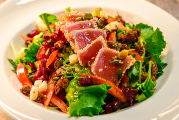 Delicious tuna salad served on a plate