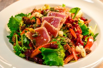 Delicious tuna salad served on a plate