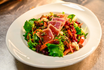 Delicious tuna salad served on a plate
