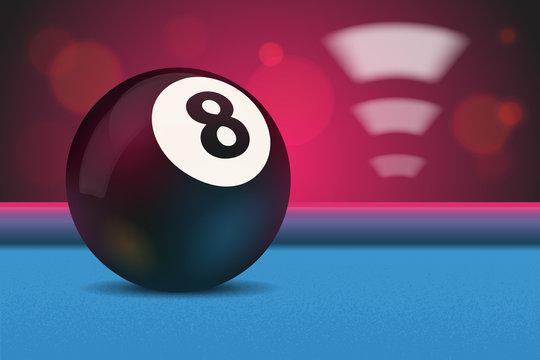 Eight ball on billiard pool table vector illustration