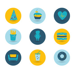 Obesity icons set