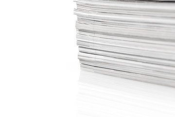 Magazines up close shot on white background