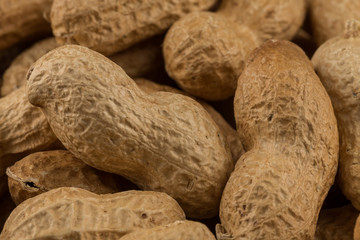 Pile of peanuts shells close up