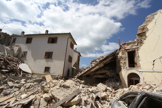 Amatrice - Italy - August 24, 2016 - The earthquake destroys the houses in the old town