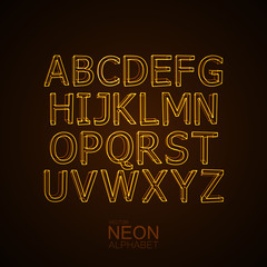Fototapeta na wymiar Neon 3D alphabet set