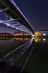Bernatka footbridge over Vistula river in Krakow in the night