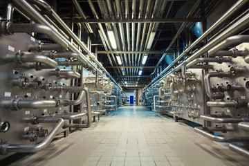 Brewing pipelines on the plant department.