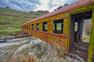 Bridge in Georgia made of Abandoned Train Car