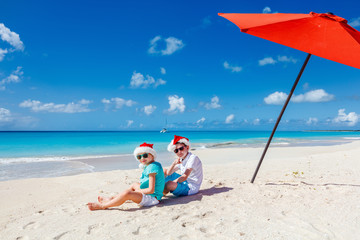 Kids at beach on Christmas