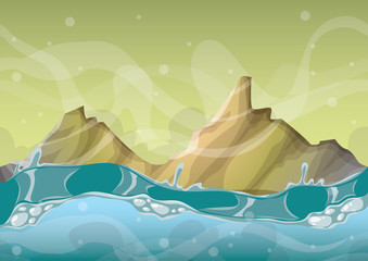 cartoon vector sea background with separated layers for game art and animation game design asset in 2d graphic