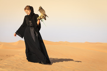 Woman with Peregrine Falcon