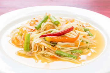 Thai style spicy food. papaya salad Thailand food. Som Tum Thai.