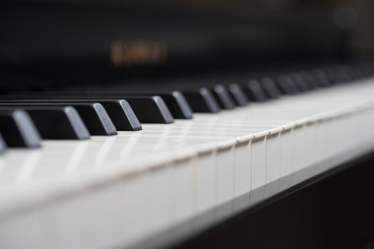 Black piano close-up