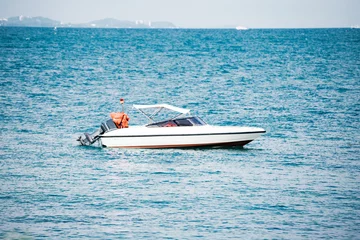 Door stickers Water Motor sports Motor boat on sea