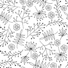 Panele Szklane Podświetlane  Ręcznie rysowane wzór kwiatowy wzór. Wektor. Isolated.Leaves, gałęzie, elementy kwiatowe. Ślub, urodziny, Walentynki.