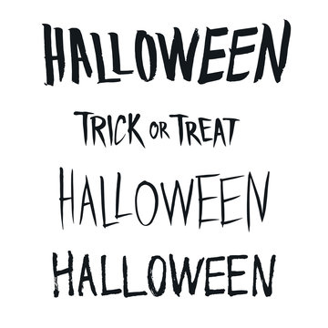 Halloween and Trick or Treat phrase, hand drawn type, vector illustration