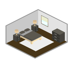 Modern bedroom isometry vector