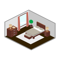 Modern bedroom isometry vector