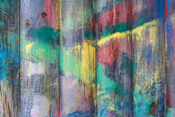 Old wooden planks painted with paint cracked by a rustic backgro