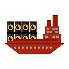 ship boat with barrels oil icon vector illustration design