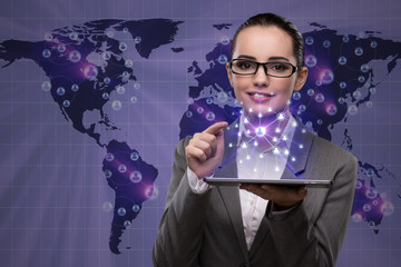 Young businesswoman in social networks concept