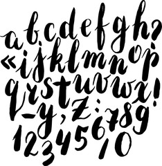 Ink hand drawn alphabet. Vector illustration. Brush painted letters. ABC Painted Letters. Modern Brushed Lettering. Painted Alphabet