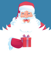 Funny santa. Christmas greeting card background poster. Vector illustration.