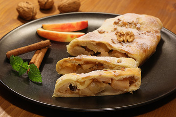 Strudel. Sweet baked apple dessert.