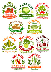 Vegetables labels set for food industry
