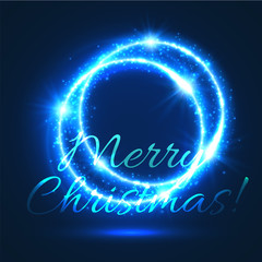 Christmas card of shining light circle with star