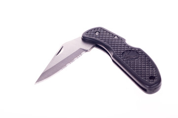 military Pocket knife isolated on a white background;