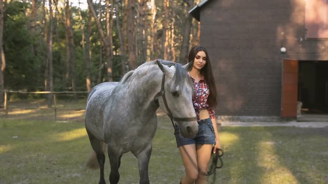 Woman and Horse. Casual Sexy Style