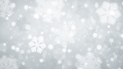 Christmas background of fuzzy and blurred snowflakes