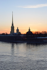 Obraz premium Peter and Paul fortress at sunset