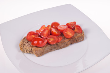 Tomato bruschetta with tomatoes and oil, garlic Bread