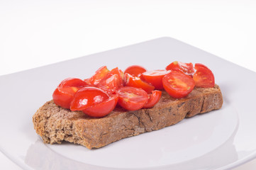 Tomato bruschetta with tomatoes and oil, garlic Bread