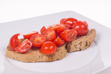 Tomato bruschetta with tomatoes and oil, garlic Bread