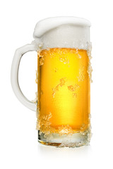 Glass of beer on white