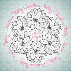 Hand drawn vector Merry Christmas floral ornamental mandala