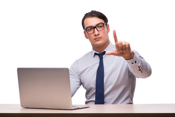 Man with laptop isolated on white