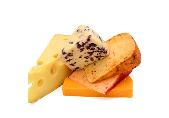 Cheese bundle - set of Various kind of cheese isolated on white background