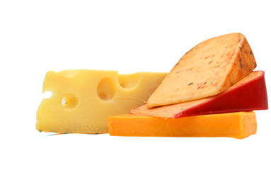 Cheese bundle - set of Various kind of cheese isolated on white background